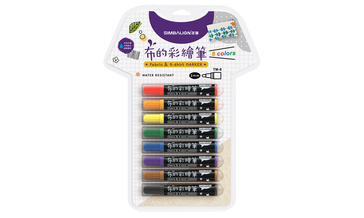 TM-8 雄獅布的彩繪筆(粗字) - 雄獅鉛筆廠股份有限公司：各式辦公文具